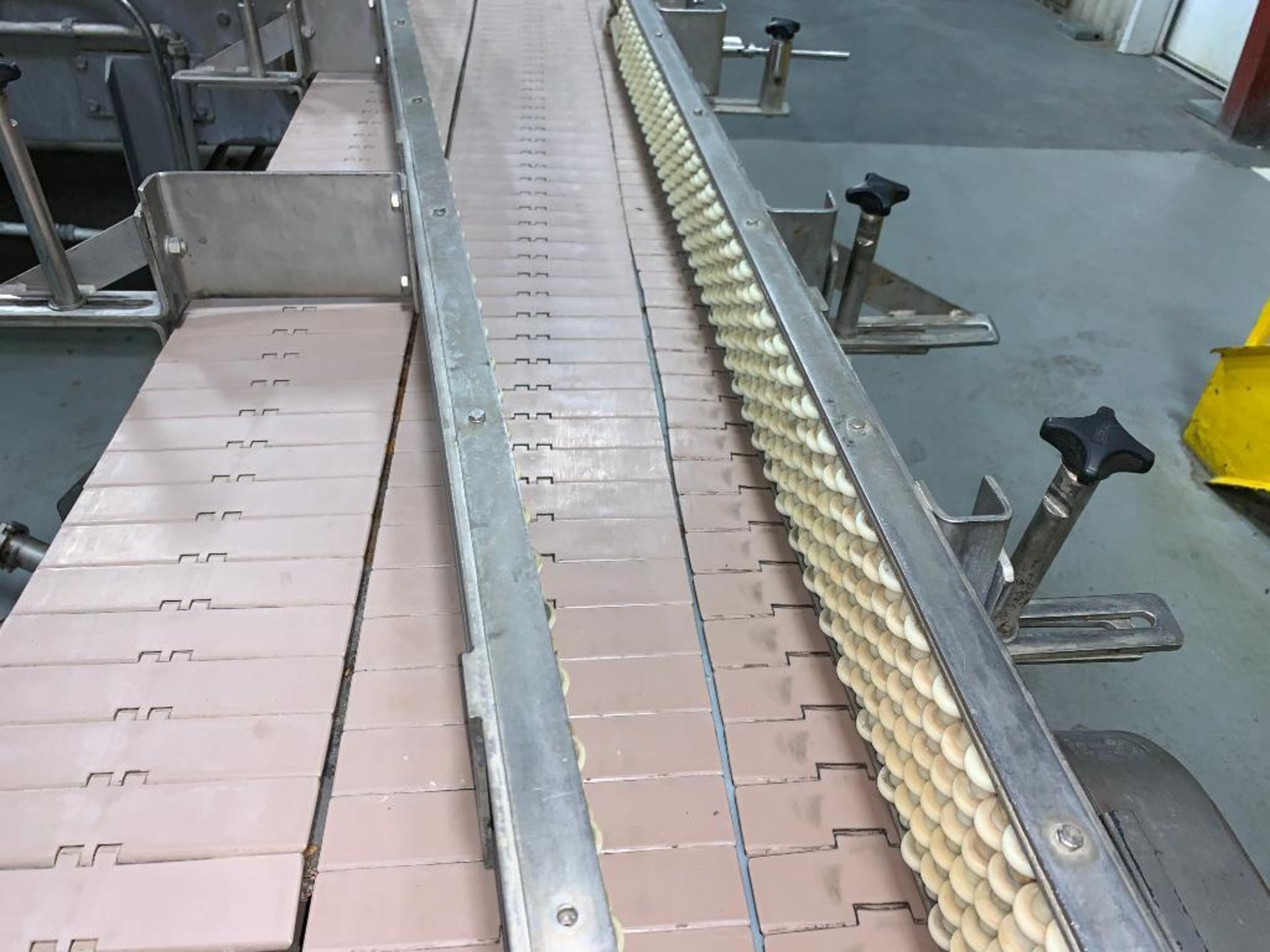 Nercon mild steel 3-lane bottle conveyor, 20 ft. overall, motor and drive - Image 9 of 15