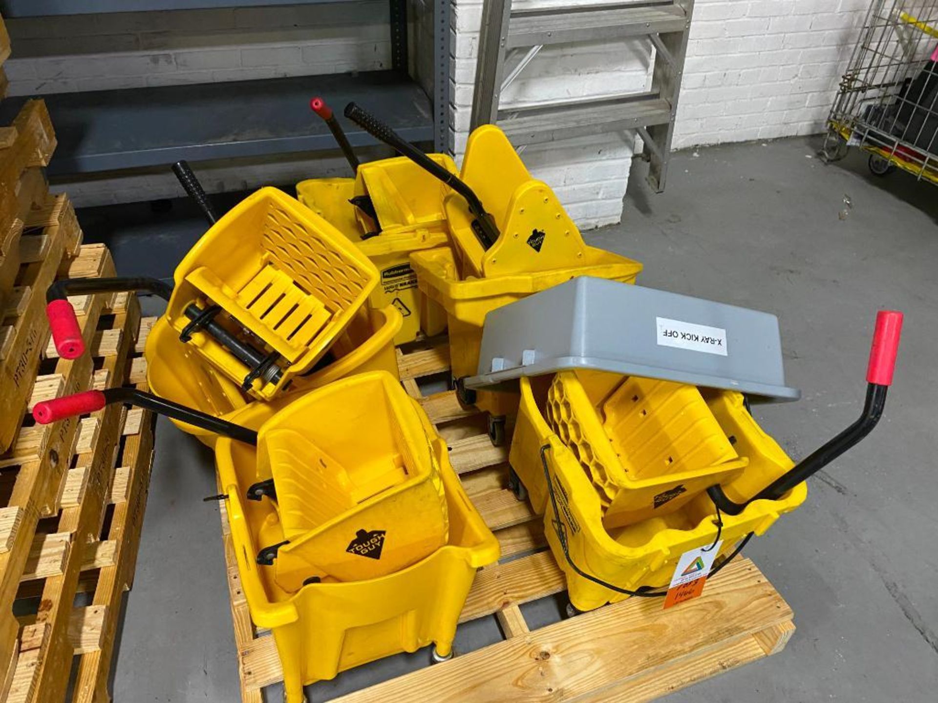 lot of assorted sanitation equipment, includes wire container and wire rolling carts