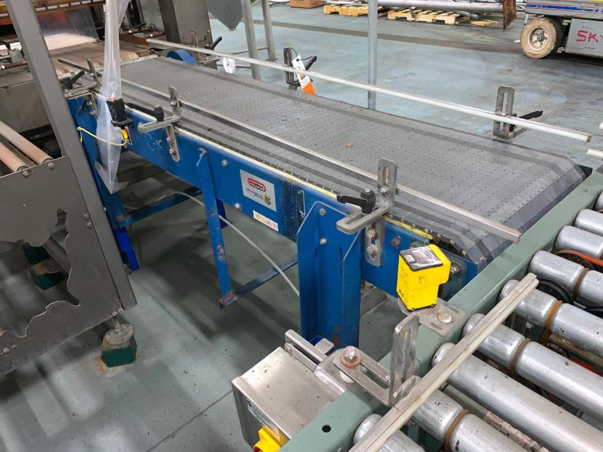 mild steel conveyor, 76 in. x 18 in. x 35 in., gray plastic belt - Image 9 of 9