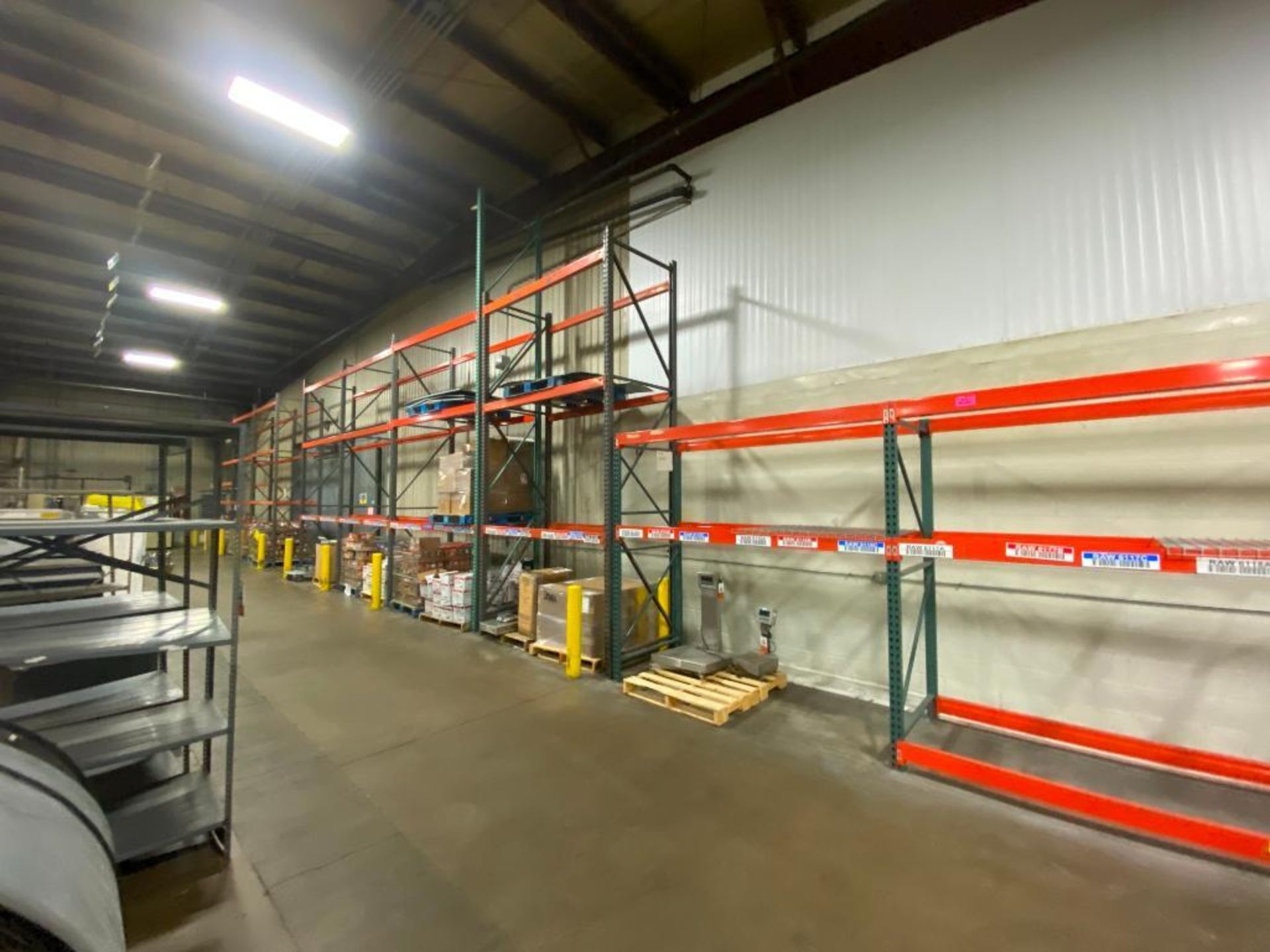 (14) sections of assorted pallet racking, tear drop style, 8 ft. and 14 ft. upright beams, includes