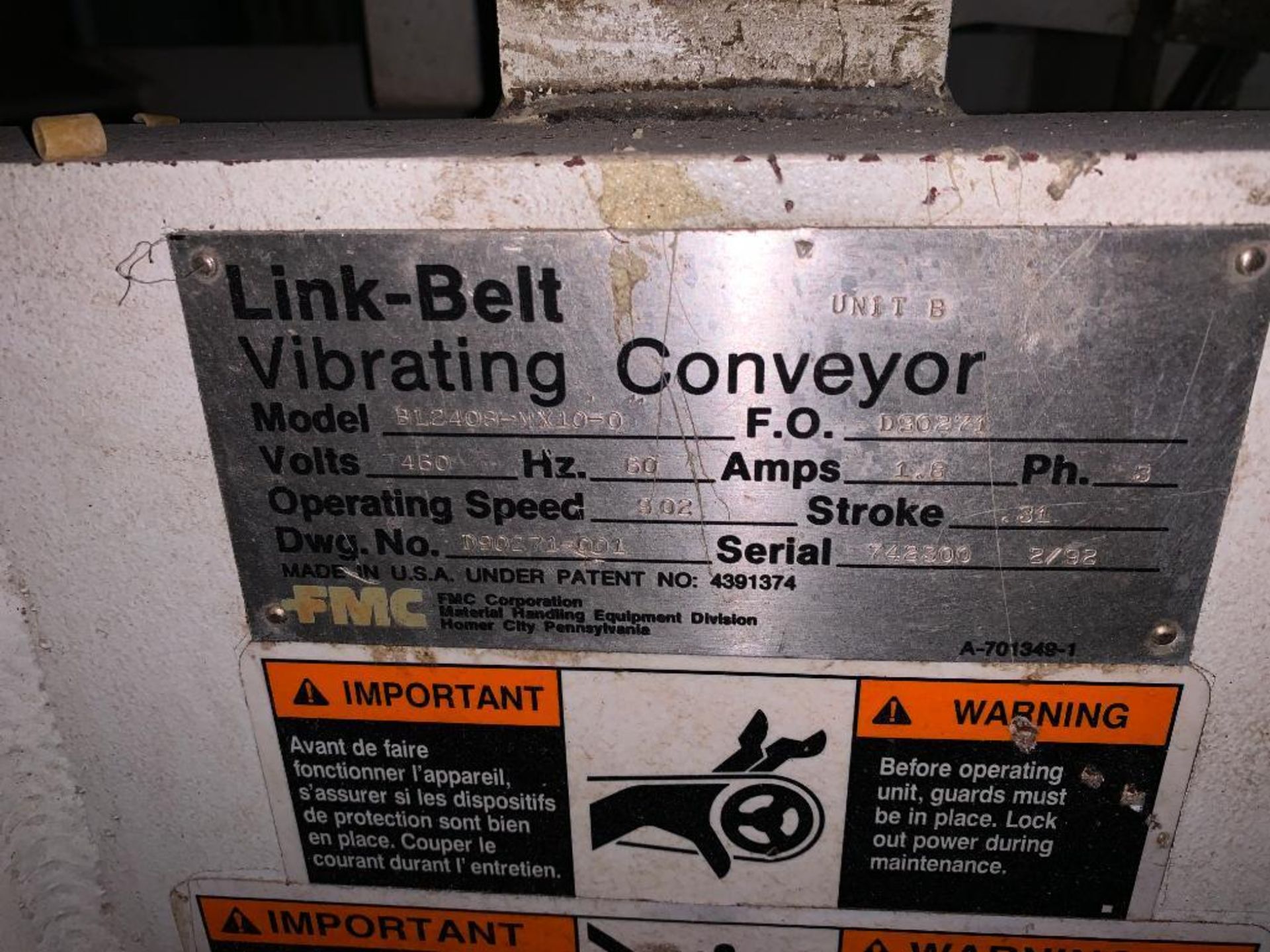 1993 Link-Belt stainless steel vibratory scalping conveyor - Image 2 of 10