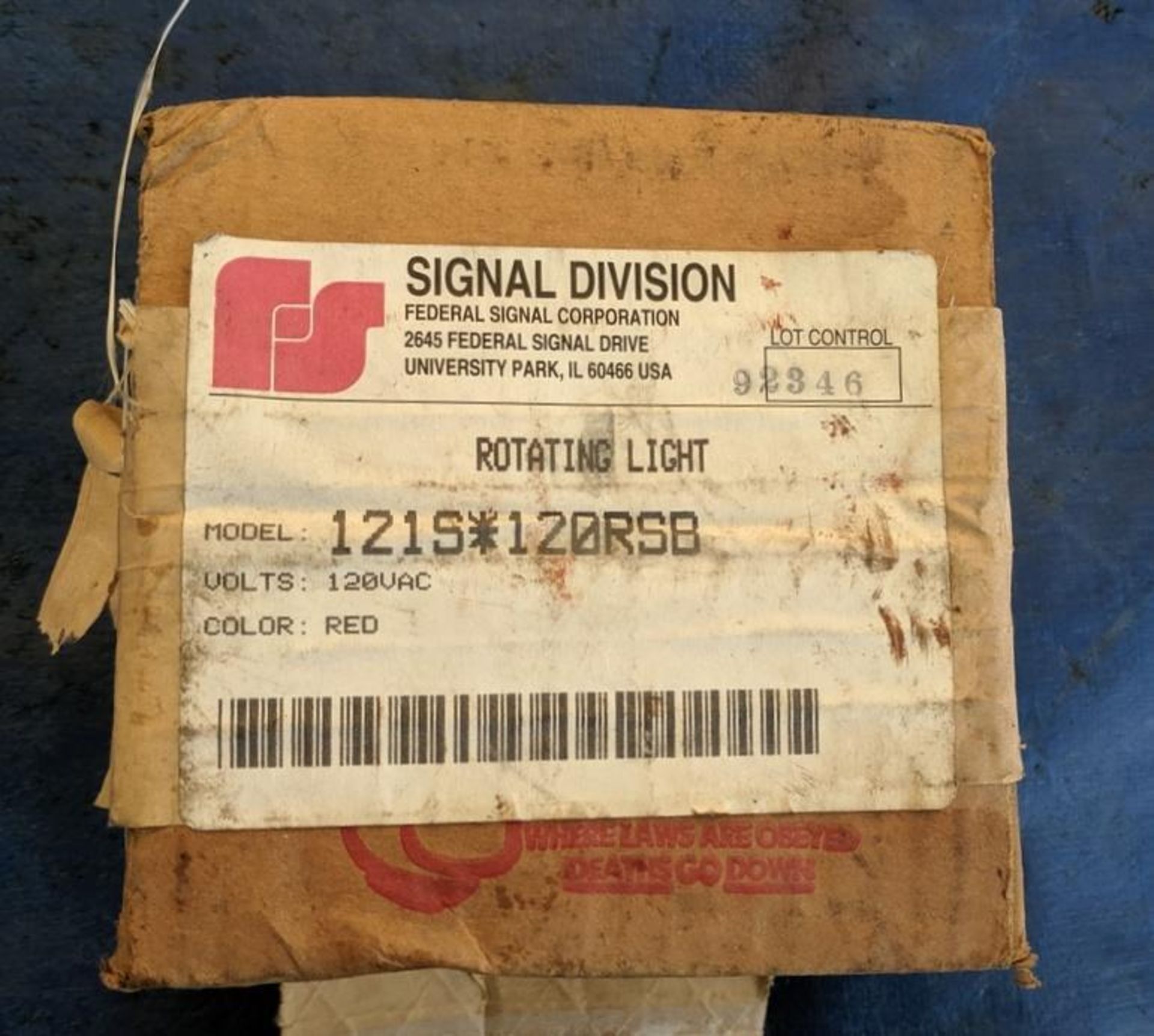 Signal Division Federal Signal rotating light, 121S-120RSB, 120 vac, red - Image 3 of 4