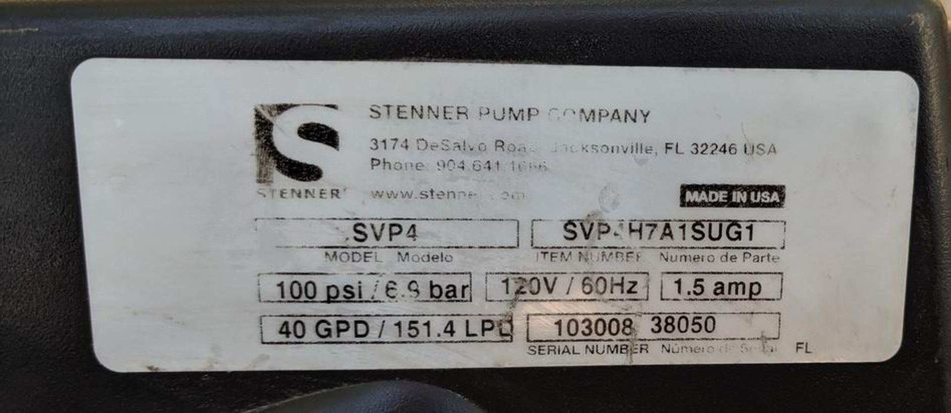 Stenner pump SVP4 series variable speed pump, 40 GPD, 100 psi, 120 v, 60 hz, 1.5 a - Image 2 of 9
