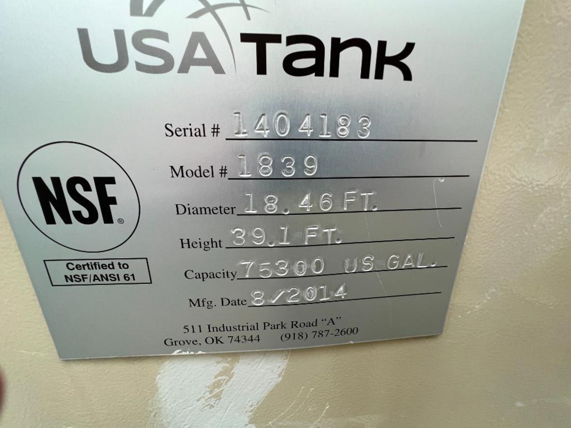 (2) 2014 USA Tank steel riveted liquid storage tanks for PH balance, 75,300 gallon capacity - Image 11 of 16