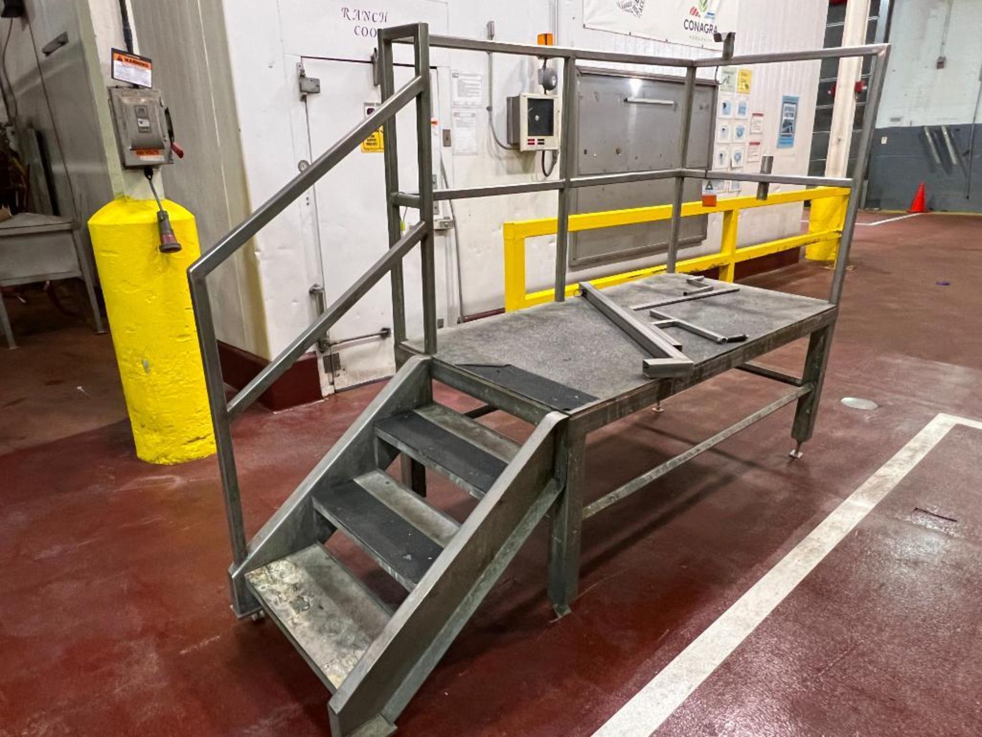 (1) stainless steel mezzanine section 36 in. x 72 in. platform with 3-steps