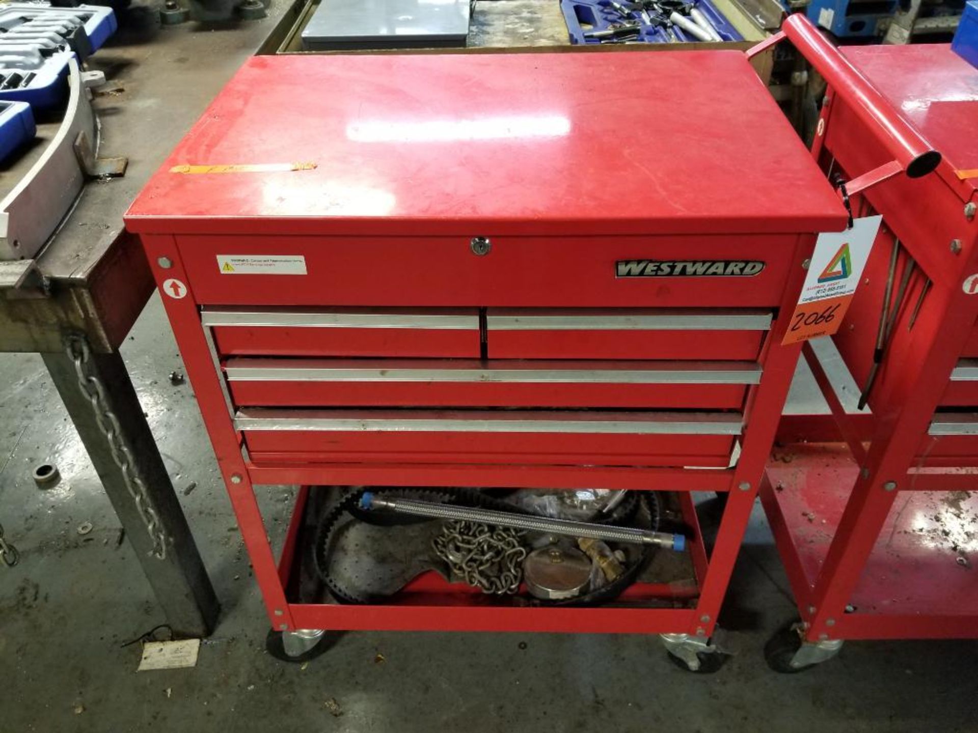 Westward 4-drawer rolling tool box with bottom shelf