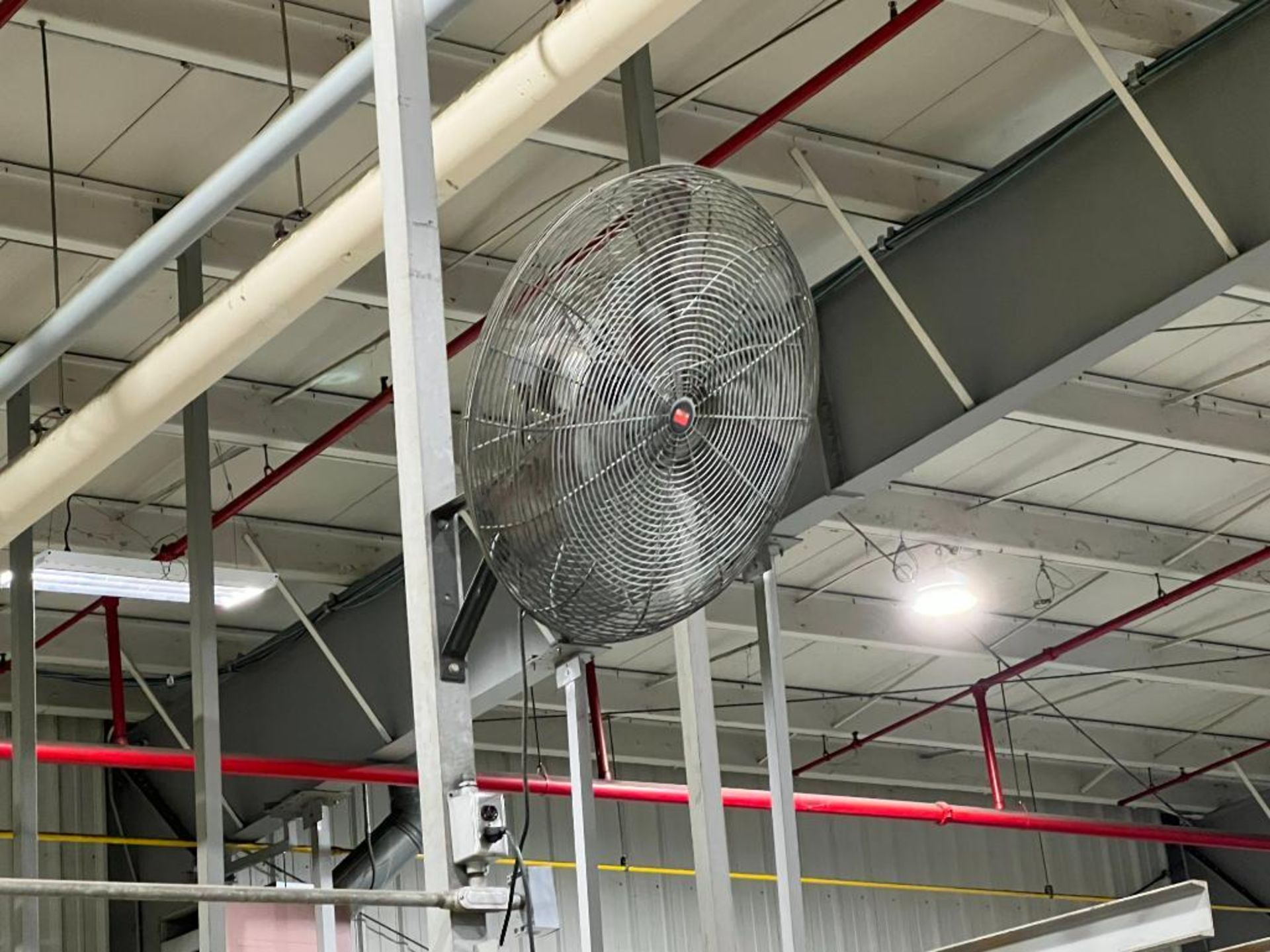 (7) wall mounted fans and (2) pedestal fans on depalletizer mezzanine - Image 3 of 11