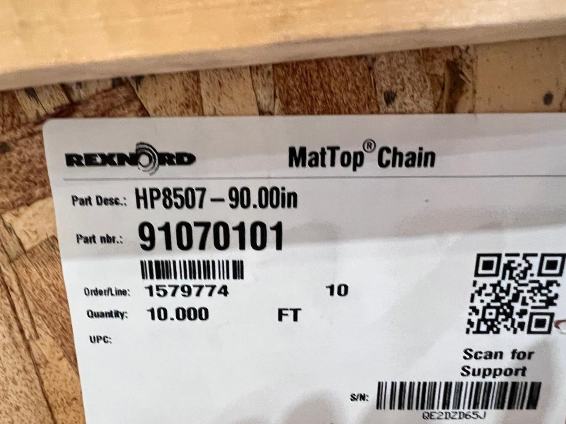 (2) crates of Rexnord 90 in. x 10 ft. Rexnord MatTop conveyor chain - Image 3 of 4