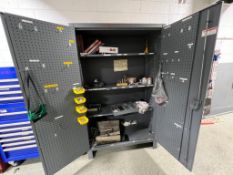 Durham 2-door storage cabinet with contents