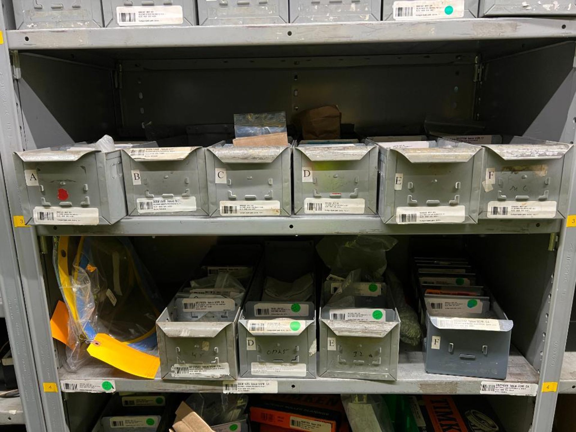 contents of gray shelving units to include, bearings, shafts, filters, fuses, pneumatic scale parts, - Image 18 of 141