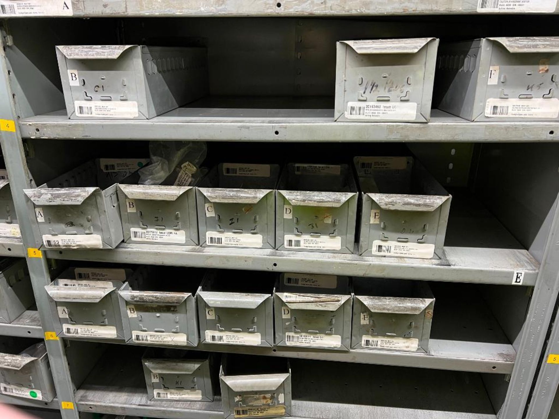 contents of gray shelving units to include, bearings, shafts, filters, fuses, pneumatic scale parts, - Image 92 of 141