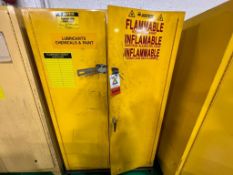 (1) Justrite 2-door flammable liquid storage cabinet, 45-gallon capacity, (1) Jamco flammable materi