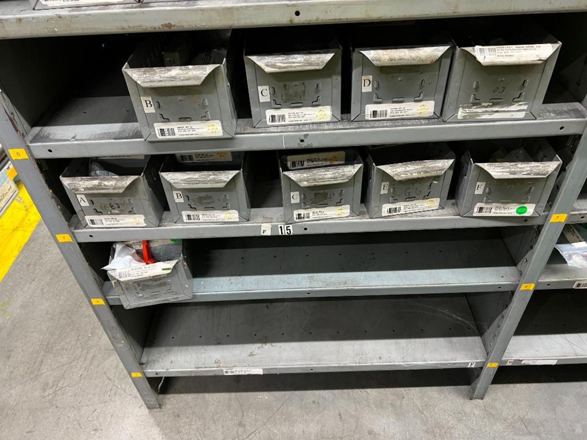 contents of gray shelving units to include, bearings, shafts, filters, fuses, pneumatic scale parts, - Image 110 of 141
