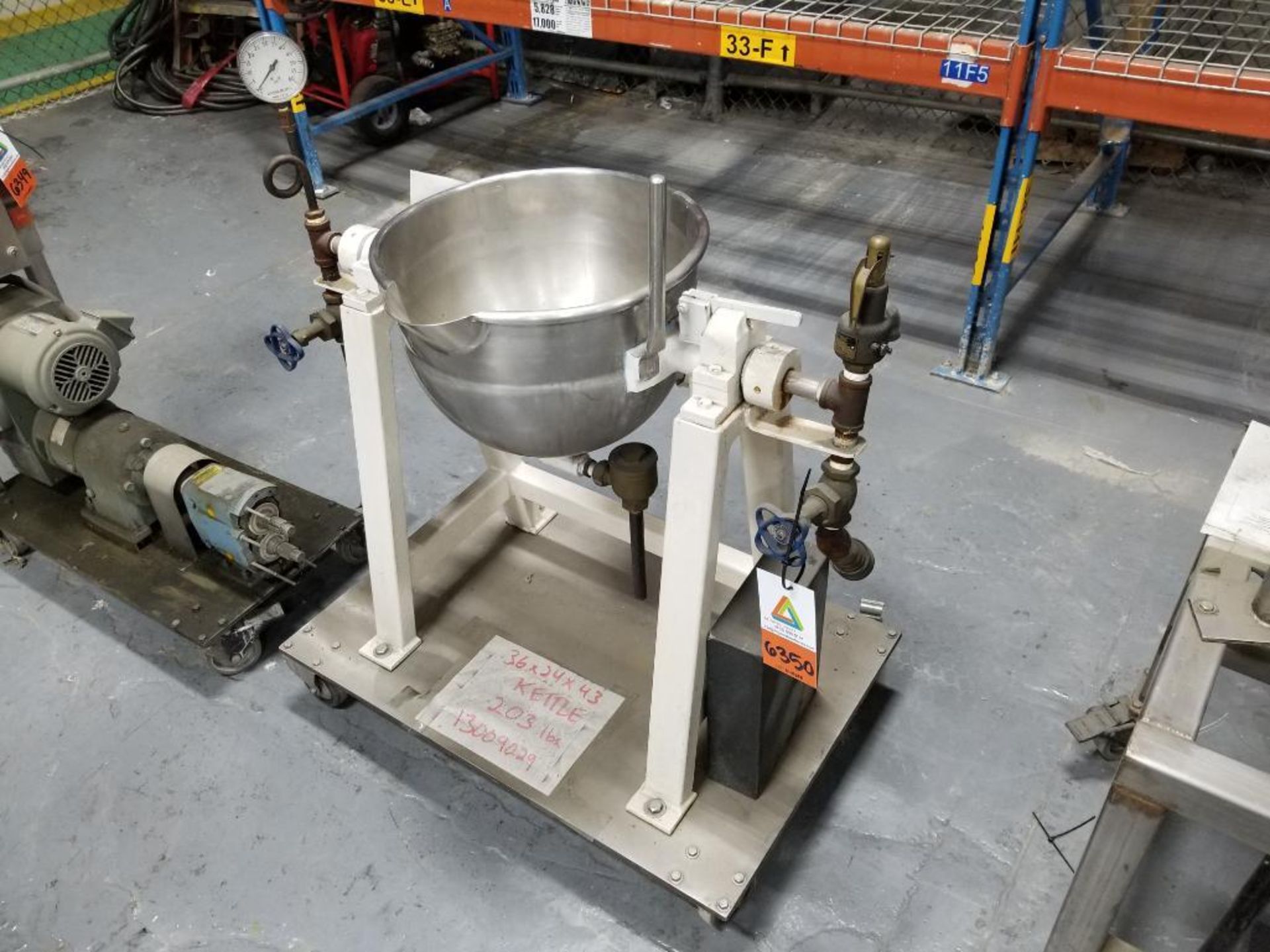 stainless steel tilting jacketed steam kettle on rolling stand - Image 2 of 5