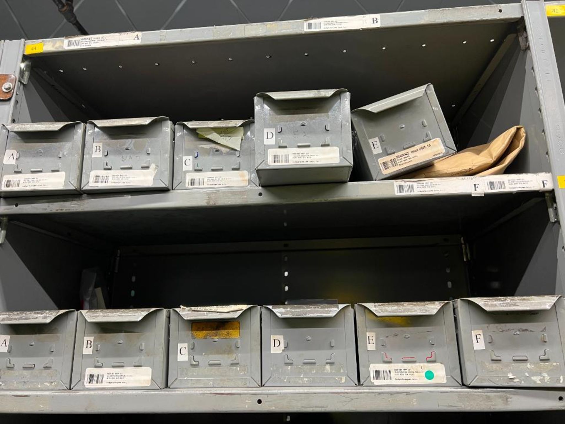 contents of gray shelving units to include, bearings, shafts, filters, fuses, pneumatic scale parts, - Image 12 of 141
