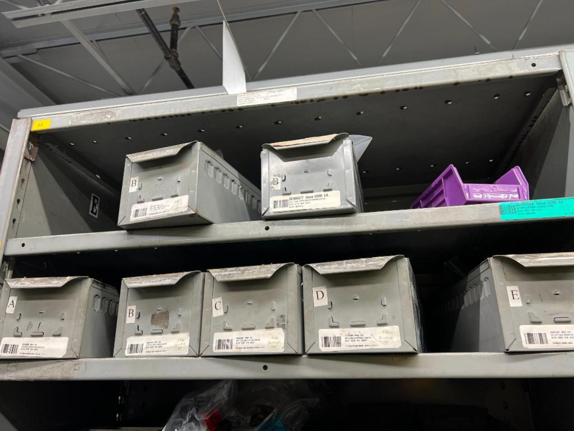 contents of gray shelving units to include, bearings, shafts, filters, fuses, pneumatic scale parts, - Image 98 of 141