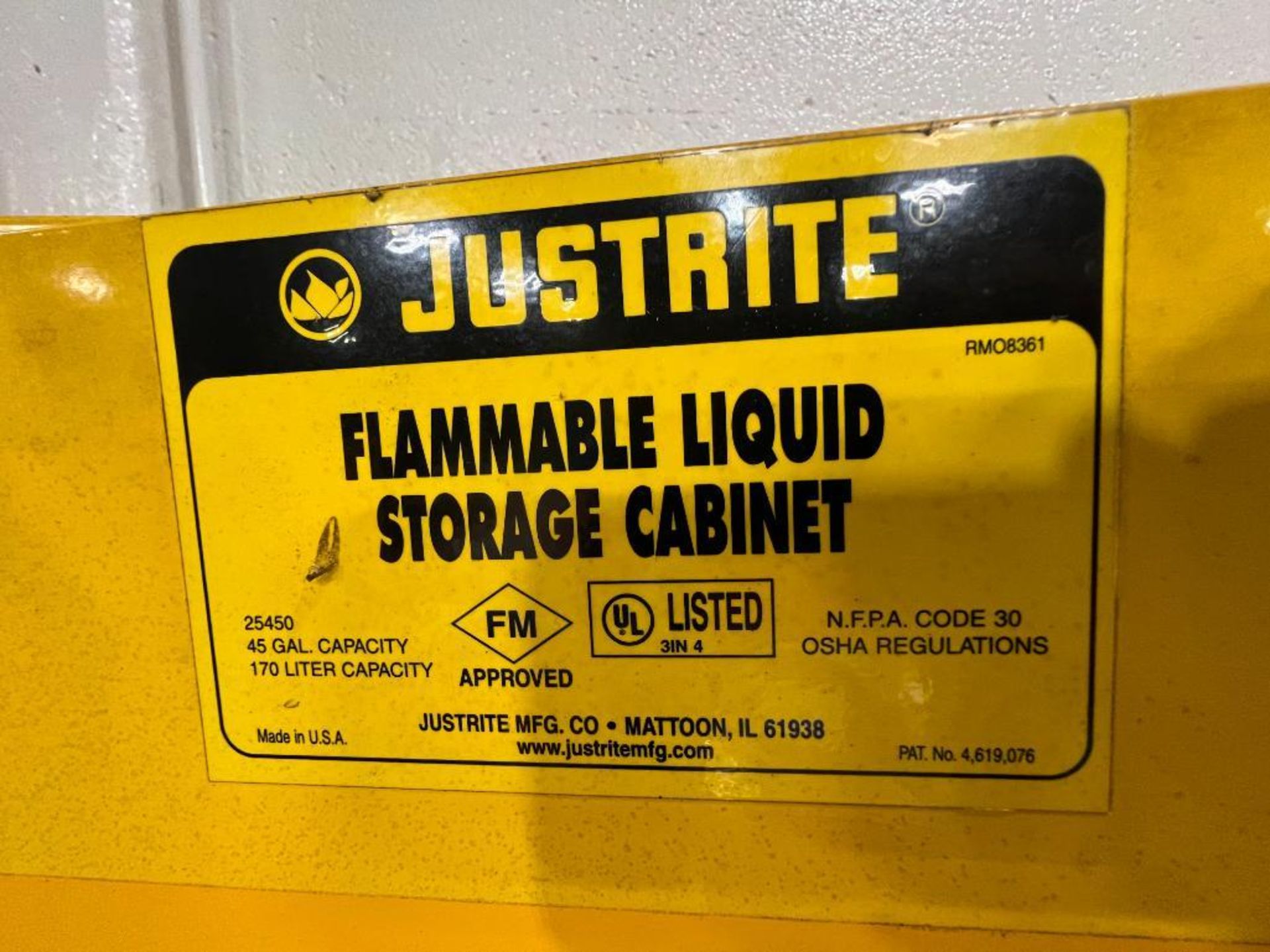 (1) Justrite 2-door flammable liquid storage cabinet, 45-gallon capacity, (1) Jamco flammable materi - Image 4 of 9