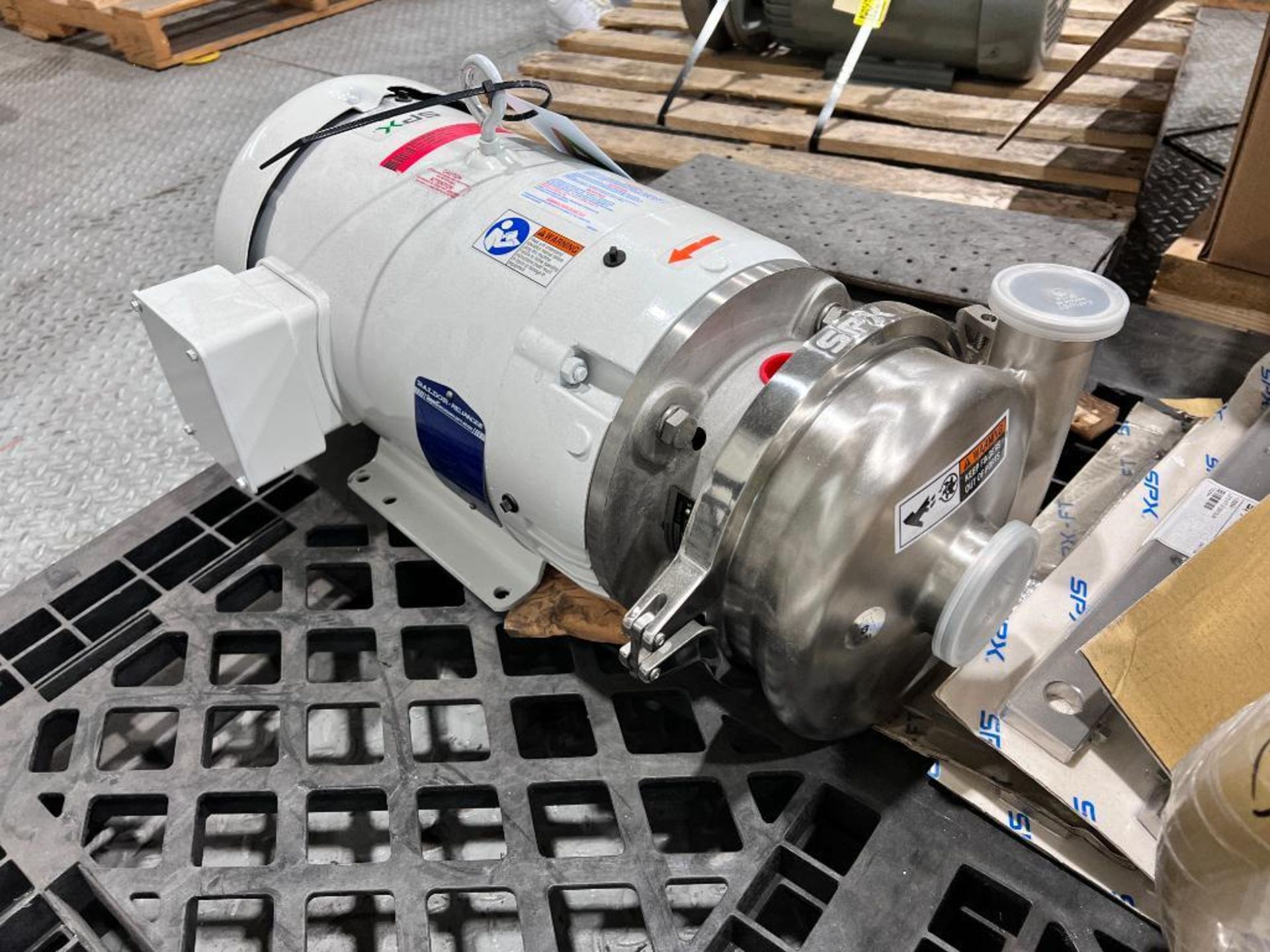 SPX stainless steel centrifugal pump, model 2065, with 10 HP electric motor - Image 5 of 6