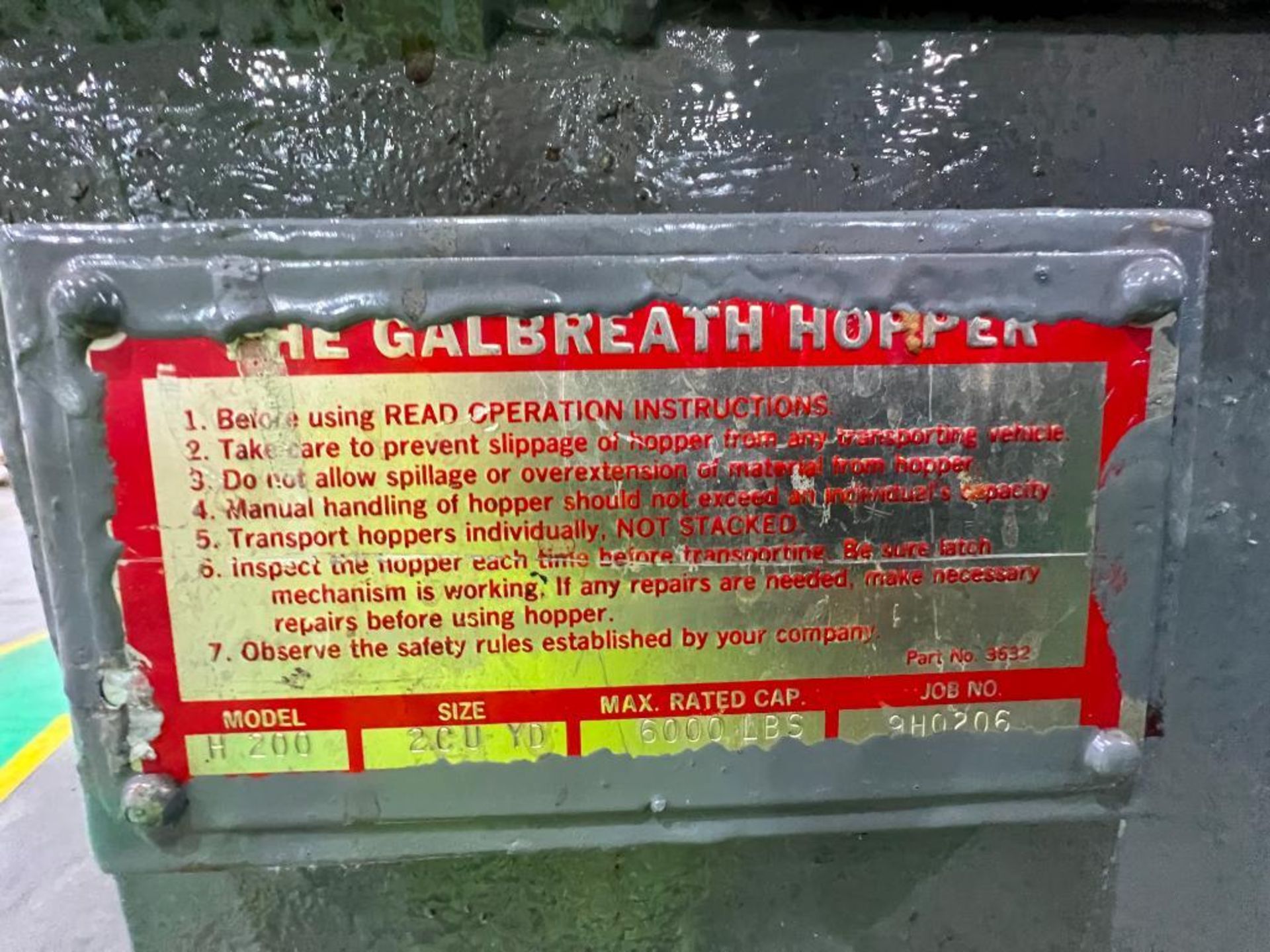 Galbreath self dumping hopper, 65 in. x 57 in. x 53 in.