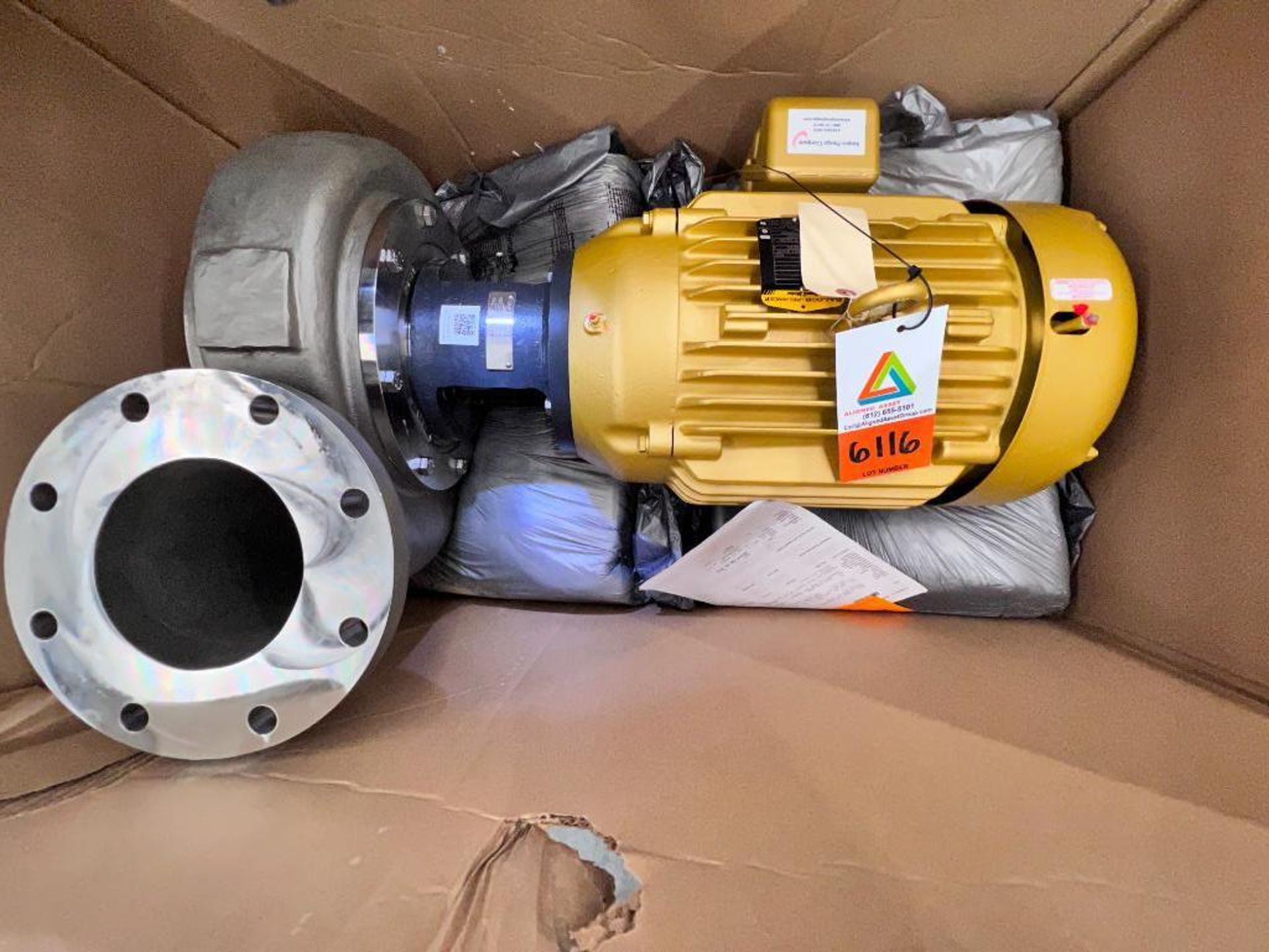 Ampco centrifugal pump, model ASZCH2-66-250, with 15 HP electric motor