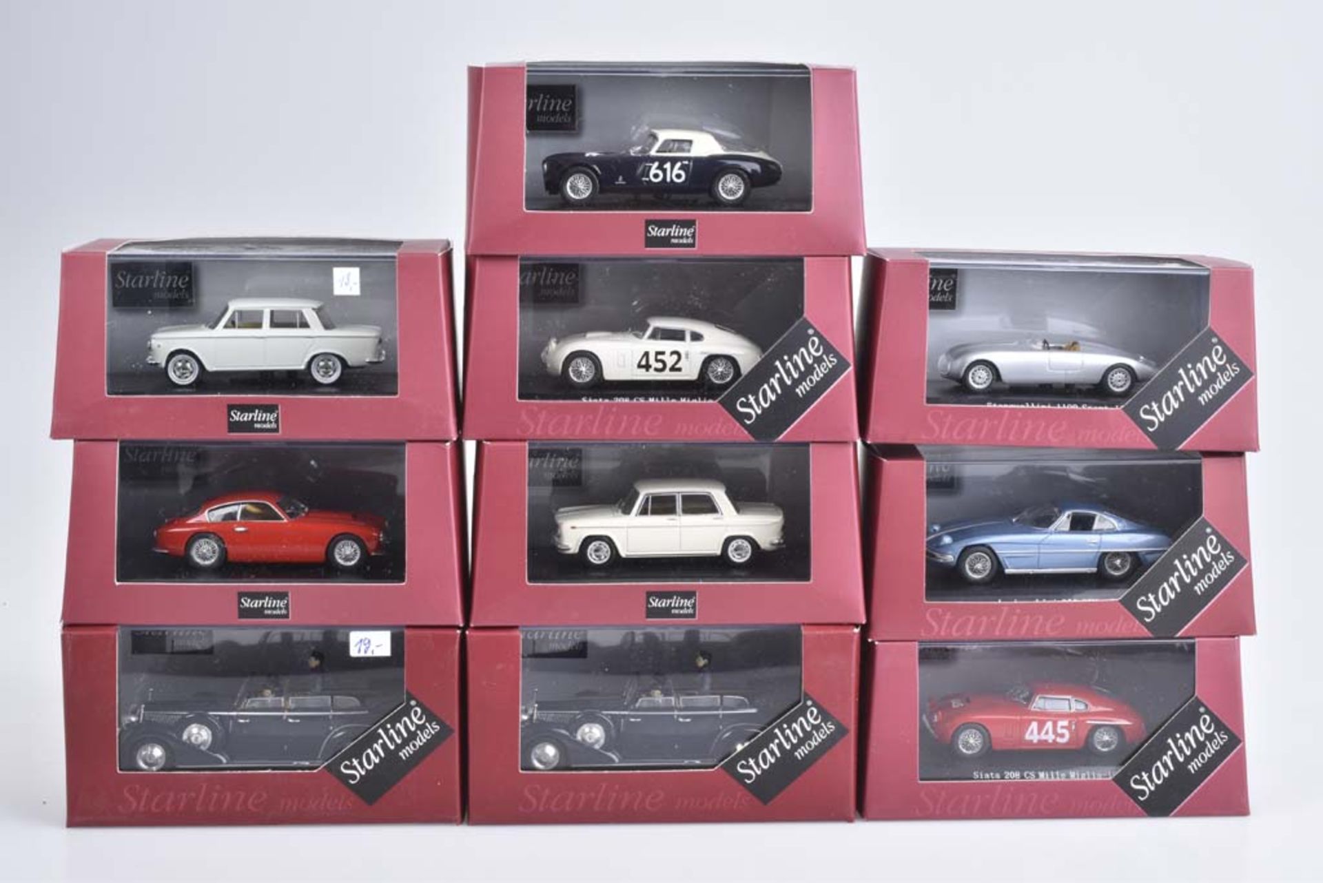 STARLINE MODELS 10 Modelfahrzeuge Metall, Kunststoffteile, M 1:43, darunter Fiat 1500,