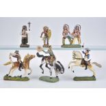 DURSO 6 Wildwestfiguren M.h., 7,5 cm, Buffalo Bill, 1 Cowboy zu Pferd, 1 Rodeo Reiter,
