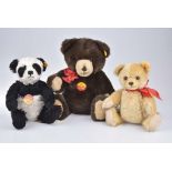 STEIFF 3 Teddybären 2x KFS, Classic Teddybär 'Panda' Nr. 030512, Teddy Petsy, Nr. 01