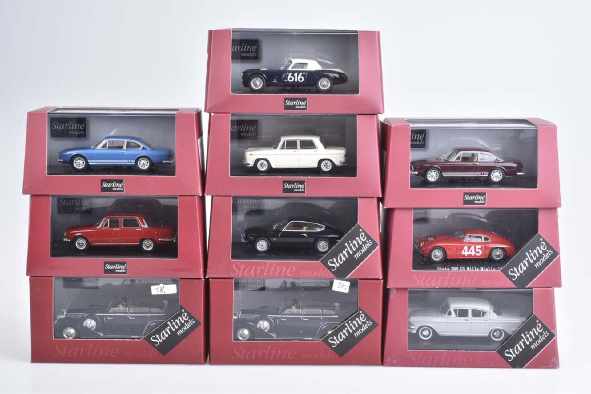 STARLINE MODELS 10 Modellfahrzeuge Metall, Kunststoffteile, M 1:43, darunter Lancia Fu