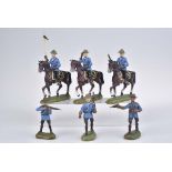 DURSO 6 Mounties in blauer Uniform M.h., 7 cm, 3x Mountie zu Fuß, 3x zu Pferd, davon