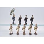 ELASTOLIN 9 Aufstellfiguren Marine Soldaten, M.h., 7 cm Serie, darunter Soldaten im Ma