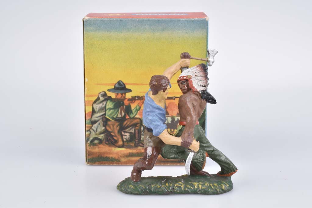 ELASTOLIN Zweikampfgruppe Cowboy und Indianer Zweiergruppe, Nr. 6960, M.h., 7 cm, alte