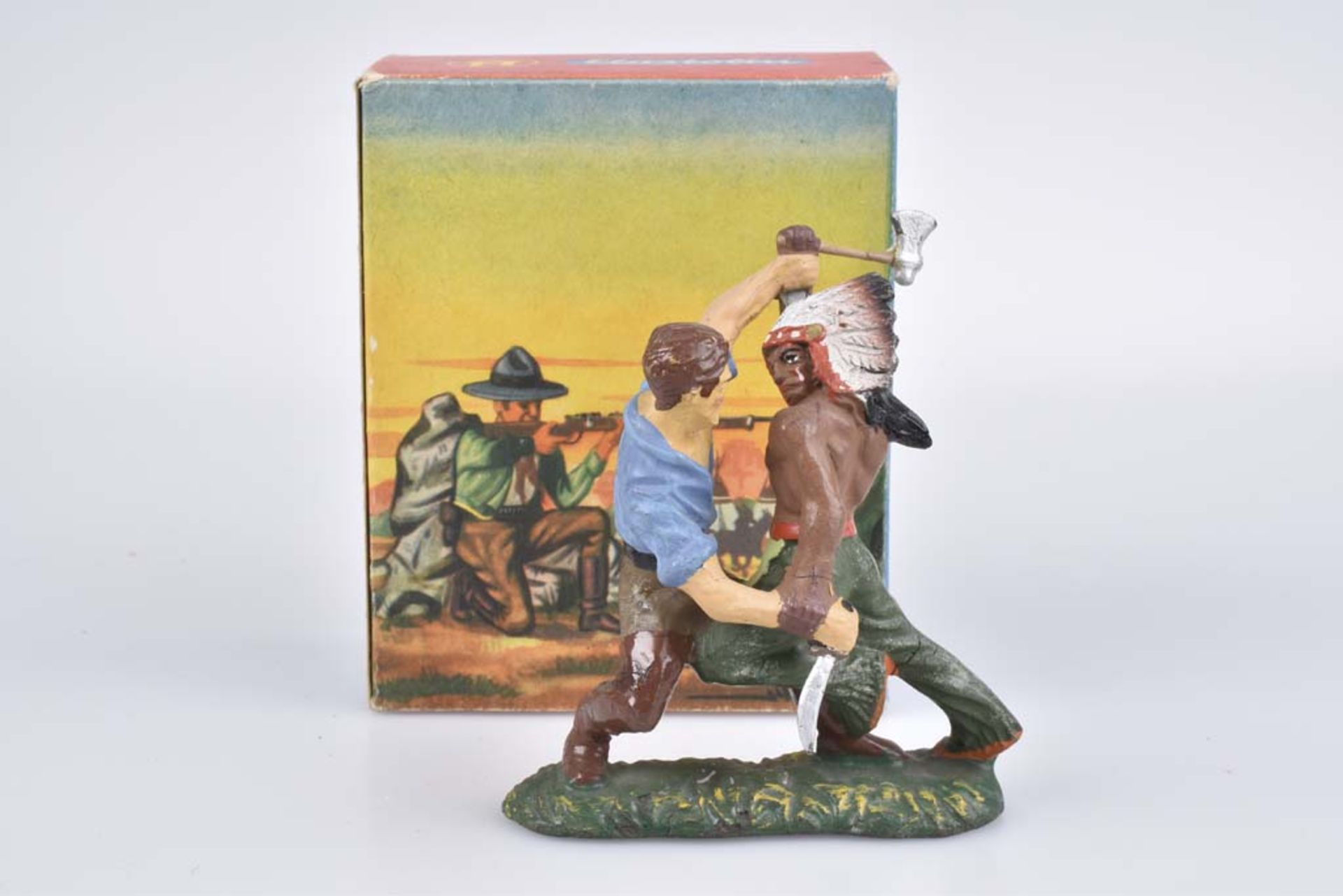 ELASTOLIN Zweikampfgruppe Cowboy und Indianer Zweiergruppe, Nr. 6960, M.h., 7 cm, alte