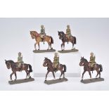 LINEOL 5 Aufstellfiguren Kavalleristen zu Pferd, M.h., 6 cm Serie, mit Gewehr, 2x mini