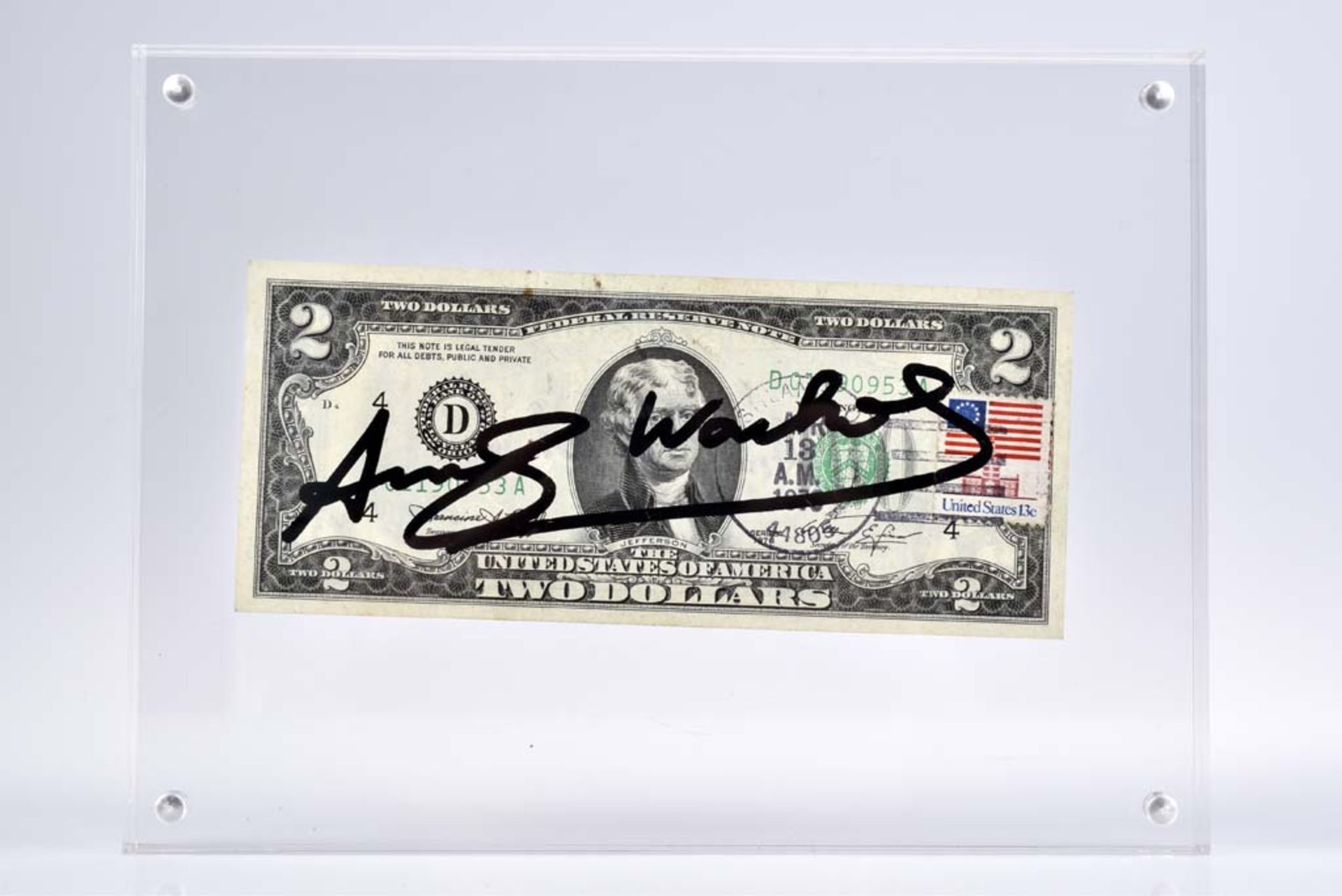WARHOL ANDY (1928 - 1987) 2 Jefferson Dollar vorne mit der Unterschrift 'Andy Warhol',