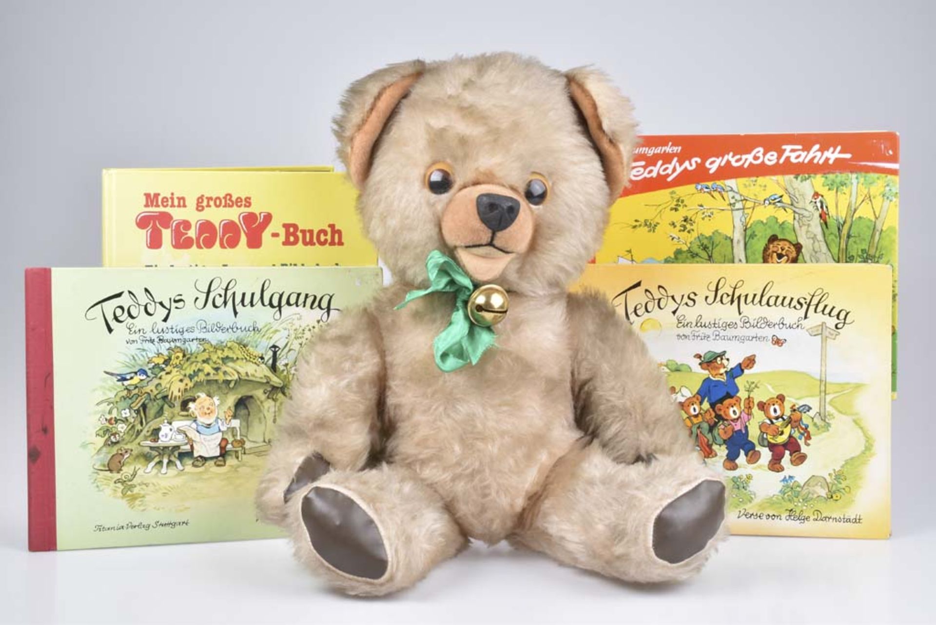 DDR Teddybär und 4 Bücher ausgefallener Teddybär mit Tatzen und Pfoten aus Leder, l