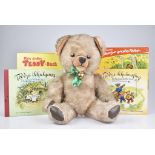 DDR Teddybär und 4 Bücher ausgefallener Teddybär mit Tatzen und Pfoten aus Leder, l