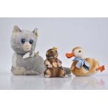 STEIFF Nagy + Ente + Katze Nagy Biber, 60er Jahre, KFS, Nr. 4310,00, Mohair, 10 cm, Dr