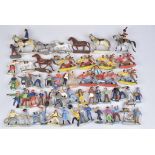 STARLUX 60 Aufstellfiguren Hp, darunter Soldaten, Indianer, Cowboys, Pferde u.a., ca.