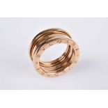 BULGARI B.Zero 1 Ring 4-Band Ring, 18 Karat Rotgold, seitl. mit umlaufendem Schriftzug