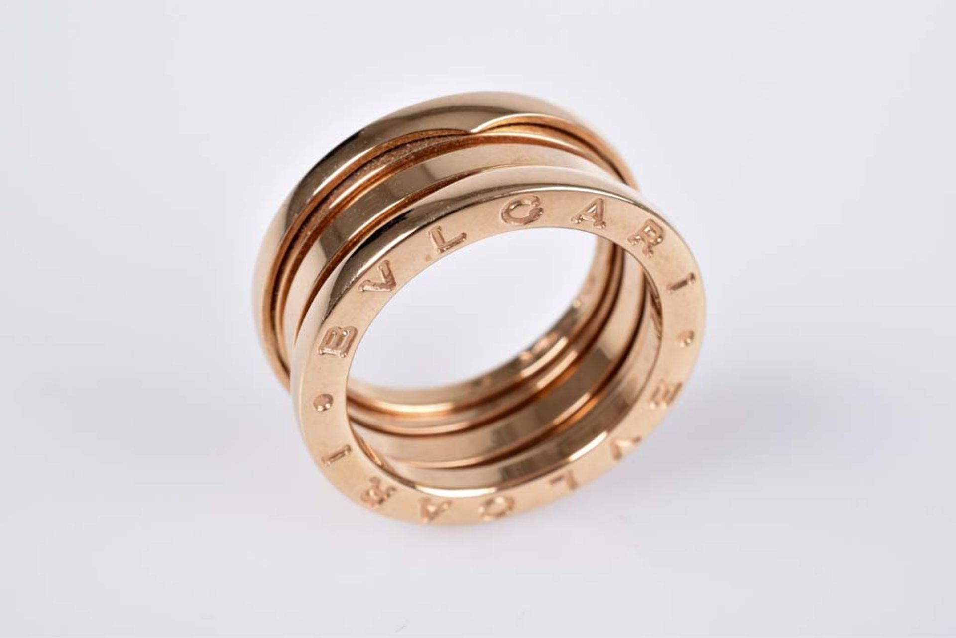 BULGARI B.Zero 1 Ring 4-Band Ring, 18 Karat Rotgold, seitl. mit umlaufendem Schriftzug