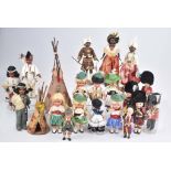 Los Puppenstubenpuppen Trachtenpuppen, Wachmänner, Indianer, Carlson Dolls, 2 Zelte,