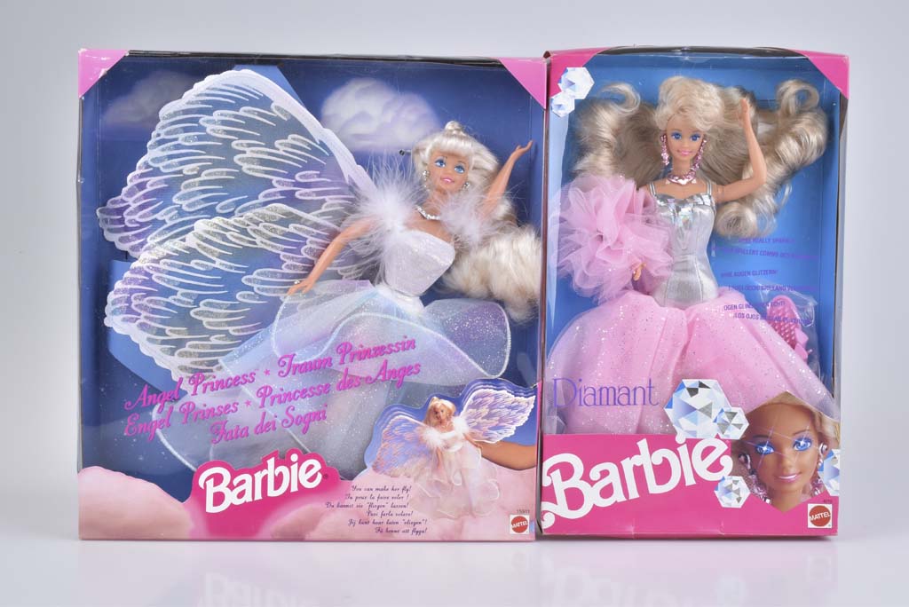 MATTEL 2 Barbie Puppen Diamant Barbie, Rarität - After Sparkle Eyes - , Angel Prince