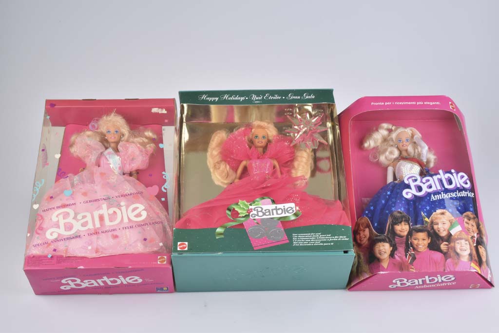 MATTEL 3 Barbie Puppen Barbie Happy Holiday 1991, Geburtstags Barbie Happy Birthday, B