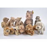 STEIFF 11 Hunde Mohair, Cosy-Schnauz, KF, Nr. 5050/25, 3x Mopsie, 2x mit Knofp, 1x Sch