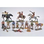 ELASTOLIN 14 Wildwestfiguren Darunter auch weitere Hersteller, M.h., 7 cm, Cowboys in