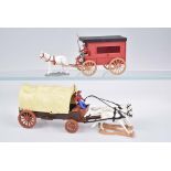 TIMPO TOYS 1 Planwagen + 1 Kutsche HP, H 9-9,5 cm, L 21-22cm, für Timpo Figuren, 1 Ei