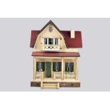 MORITZ GOTTSCHALK Puppenhaus - Villa um 1900 Massivholz farbig gefaßt, 44x31x58,5 cm,