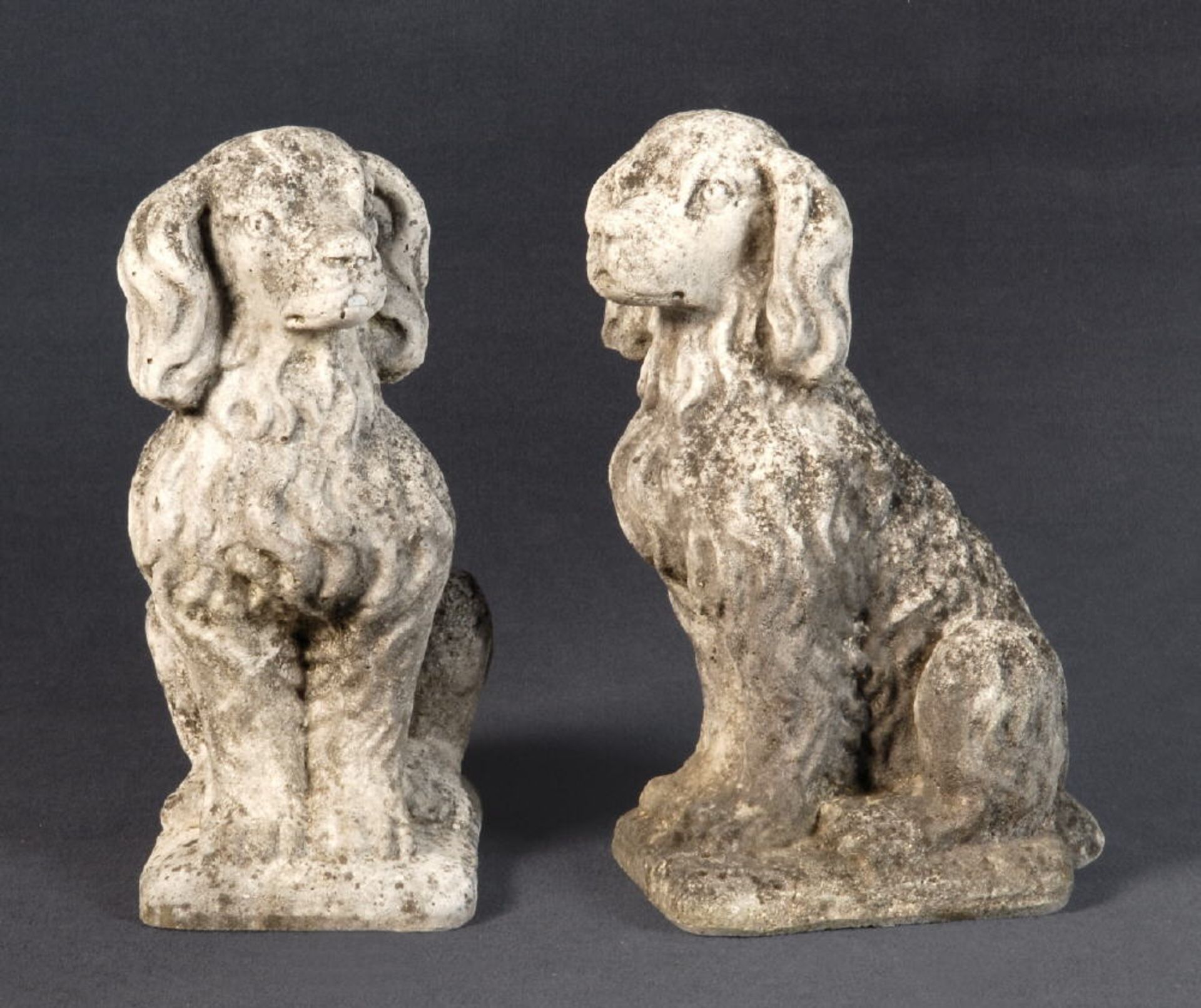 Gartenfiguren, 2 Stück - Hunde-Paar