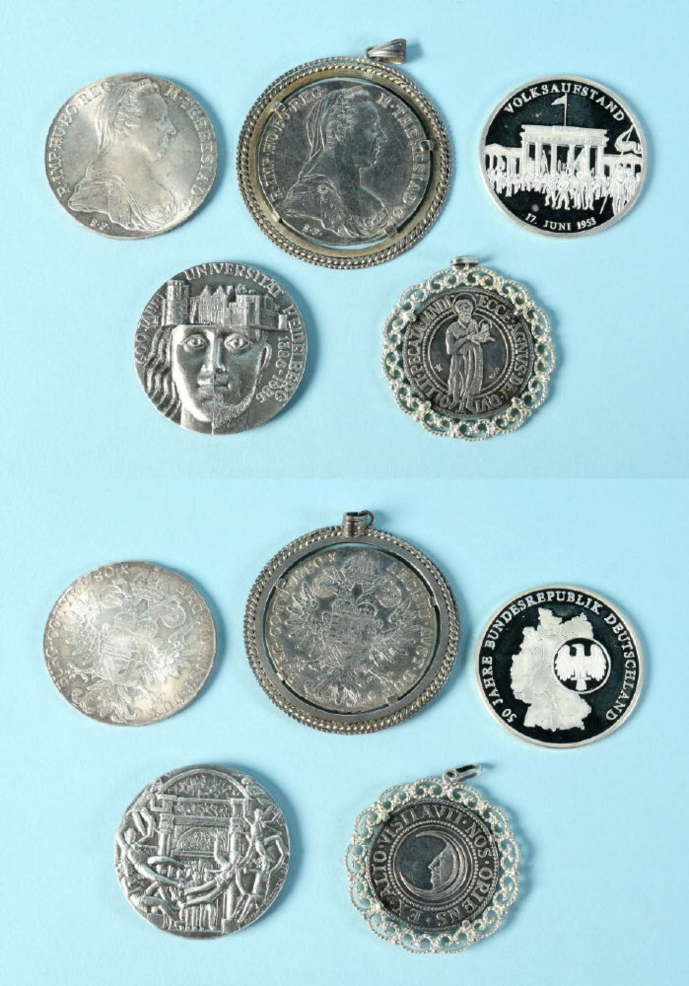 Medaillen und Münzen, 5 Stück