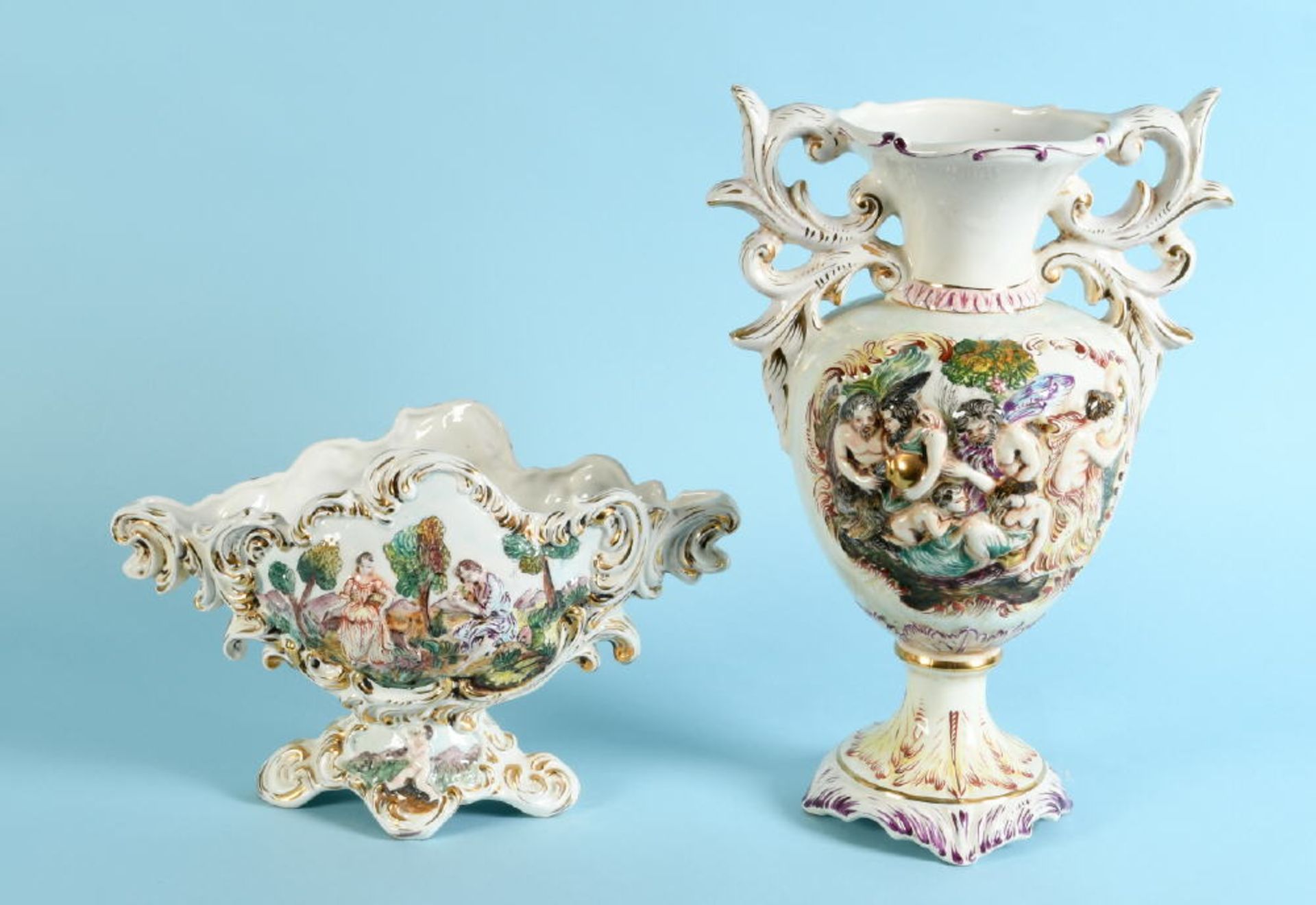 Schale und Amphorenvase "Capodimonte"